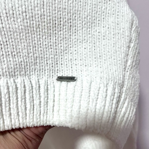 Hollister White Crew Neck Sweater Relaxed Fit XL - Picture 5 of 8